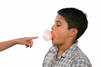 Boy Blowing Bubble stock photo
