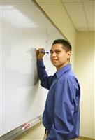 Young Man Giving a Presentation stock photo
