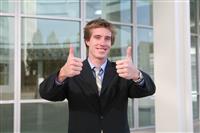 Business Man Thumbs Up (Focus on Thumbs) stock photo