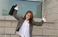 Business Woman Celebrating stock photo