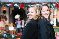 Sisters at Christmas stock photo