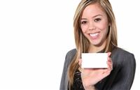 Business Woman with Card stock photo