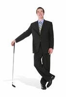 Business Man with Golf Club stock photo