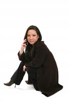 Cute Asian Woman on Phone stock photo