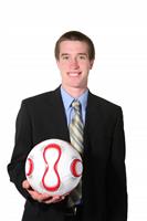 Business Man with Soccer ball (Football) stock photo
