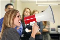 Business Woman with Megaphone stock photo
