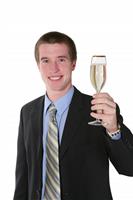 Business Man with Champagne stock photo