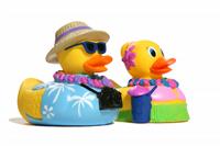 Tropical Toy Ducks stock photo