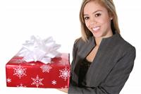 Woman Giving Present stock photo