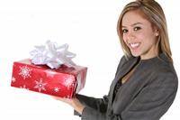 Woman with Gift stock photo