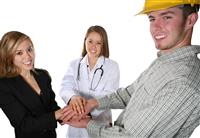 Nurse, Construction, and Business stock photo