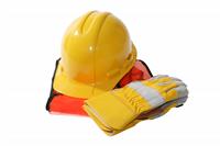 Construction Hat and Gloves stock photo