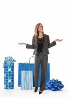 Woman with Gift Bags stock photo