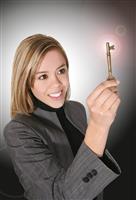 Business Woman with Key stock photo