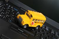 School Bus on Computer stock photo