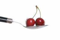 Cherries on Spoon stock photo