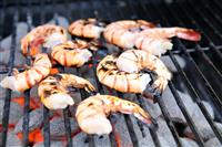 Shrimp on Grill stock photo