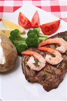 Steak and Shrimp Dinner stock photo