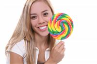 Pretty Girl With Lollipop stock photo
