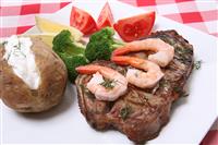 Steak and Shrimp Dinner stock photo