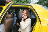 Business Woman in Taxi stock photo