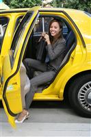 Pretty Business Woman in Taxi stock photo