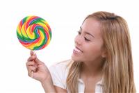 Pretty Girl With Lollipop stock photo