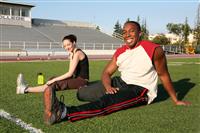 Man and Woman Stretching stock photo
