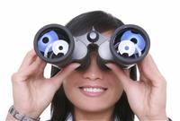 Business Woman Binoculars stock photo