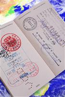 Passport on Globe stock photo