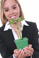 Pretty Woman and Growth Plant stock photo