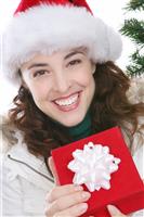 Pretty Woman at Christmas stock photo