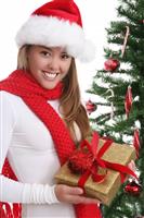 Pretty Woman at Christmas stock photo