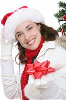 Woman at Christmas stock photo