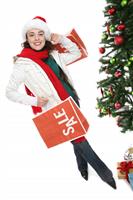 Woman Shopping at Christmas stock photo