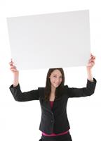 Woman Holding Sign stock photo