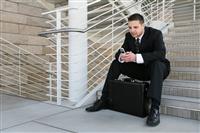Business Man with Cell Phone stock photo
