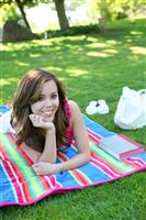 Cute Teenager in Park stock photo