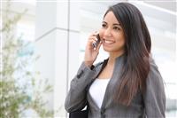 Pretty Woman on Phone at Office stock photo