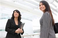 Pretty Women at Office Building stock photo