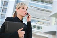 Pretty Blonde Business Woman on Phone stock photo