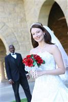 Attractive Interracial Wedding Couple stock photo