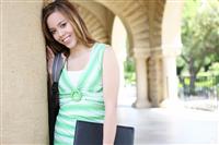 Cute Girl on College Campus stock photo
