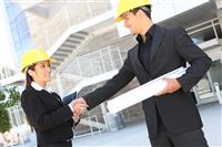 Attractive Architects on Building Construction Site stock photo