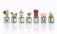 Farm Welcome Sign Over White stock photo