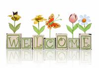Garden Themed Welcome Sign stock photo