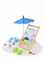 Isolated Beach with Umbrella and Chair stock photo