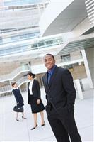 African American Business Man with Team stock photo