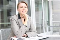 Young Business Woman at Company Office stock photo