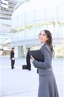 Pretty Business Woman at Office Building stock photo